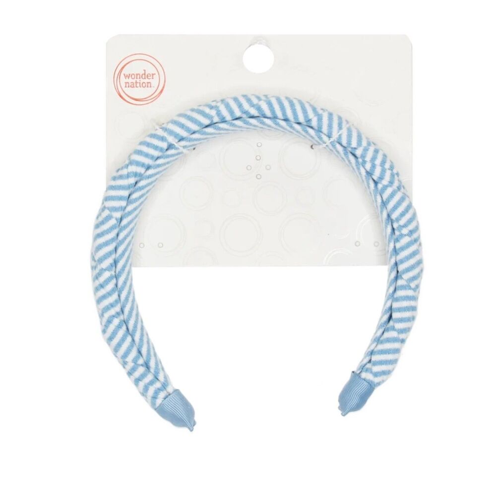 Wonder nation Girls Pinstripe Braided Headband Blue color
